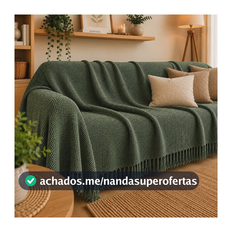 Manta Para Sofá 3 E 4 Lugares Gigante Decorativa Protetora Verde Militar Liso