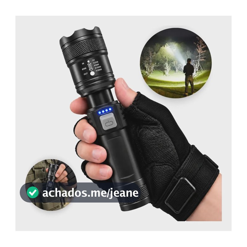 Lanterna Tatica Militar Led Cree Ultra Potente 1km Zoom Super Branco