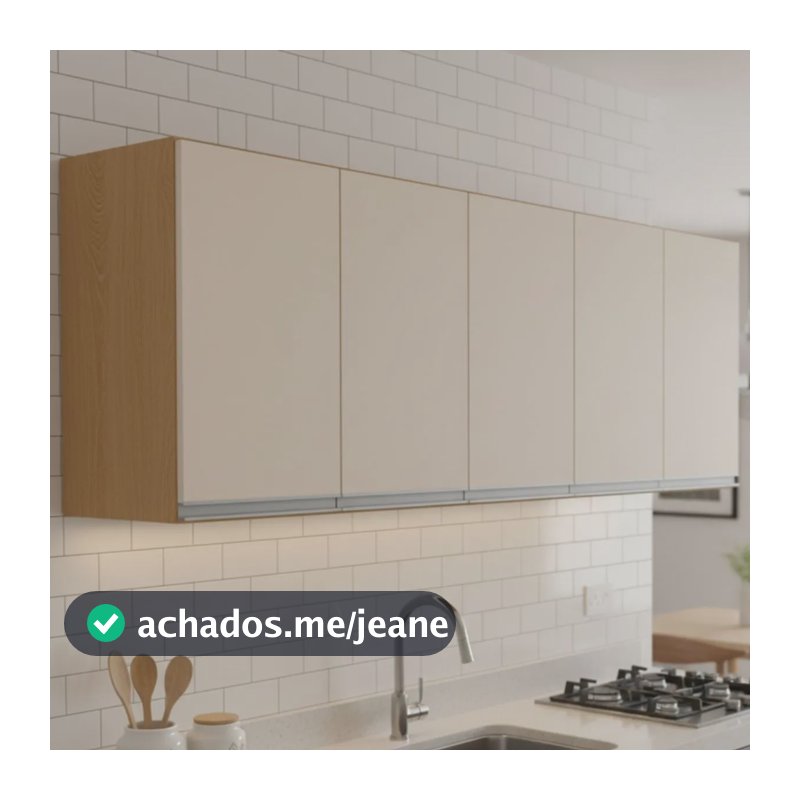 Armário Aéreo De Cozinha Milani Movelaria 5 Portas Amêndoa/off White