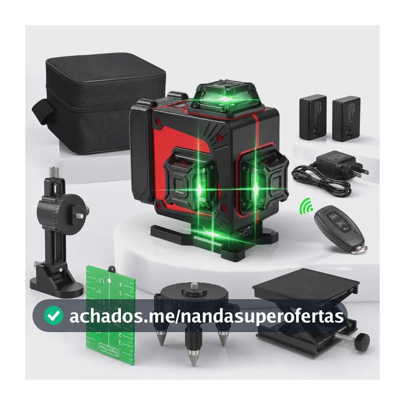 Nivel Laser 16 Linhas Autonivelamento Verde 3D 30M 360°