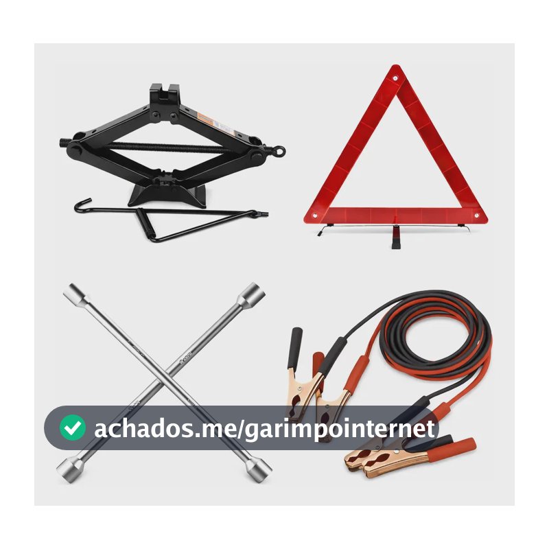 Kit Estepe Carro Macaco Triangulo Chave Roda Cabo De Chupeta