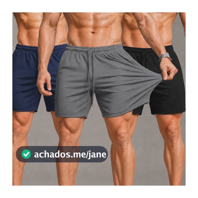 Kit 3 Shorts Bermuda Masculina Tactel Com Elastano Academia