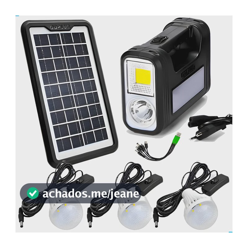 Kit Falta De Energia Com 3 Lâmpadas Lampião Bateria Solar Lampiao Led 3 Lampadas Camping 127/220v