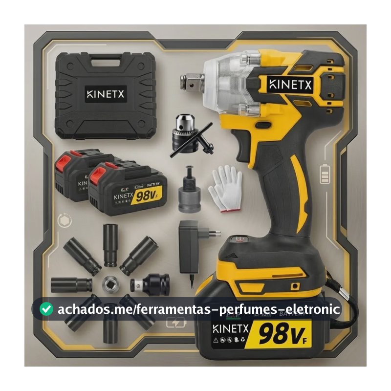 880nm Chave De Impacto Brushless 2 Baterias 98vf Kinetx Case Amarelo 127/220v