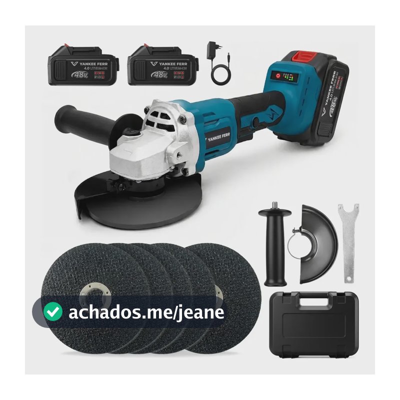 Esmerilhadeira Angular 48v A Bateria 1600w 3ah Azul-petróleo 127/220v