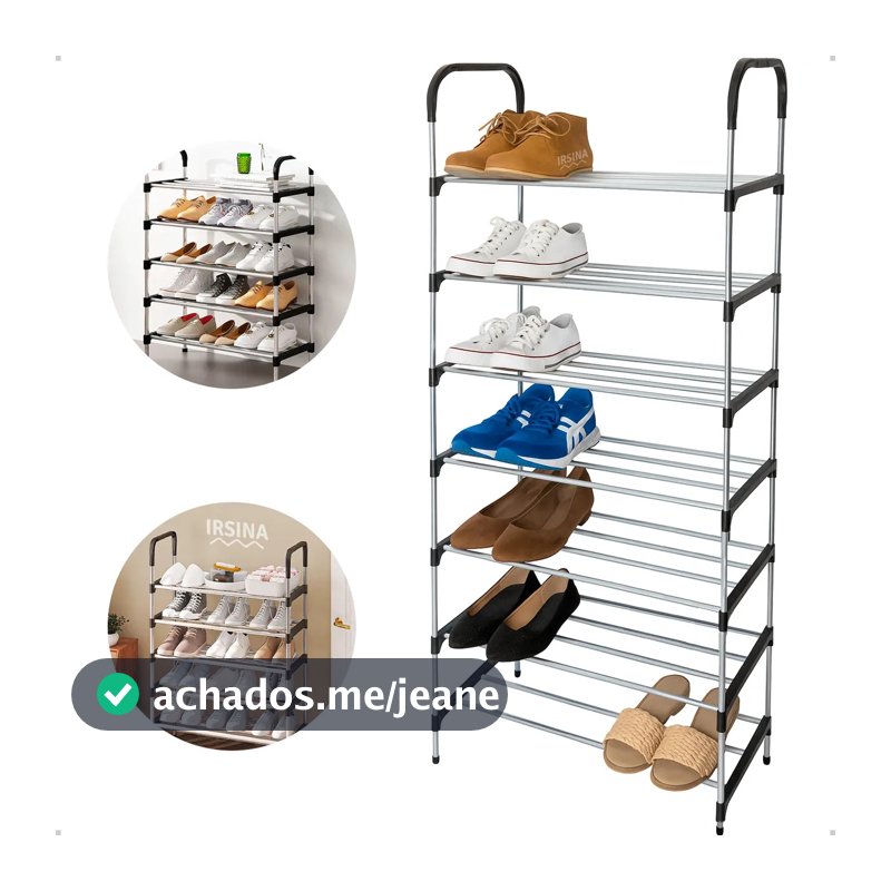 Sapateira Vertical IRSINA 7 Andares Aço Inox 21 Pares Cor Preto