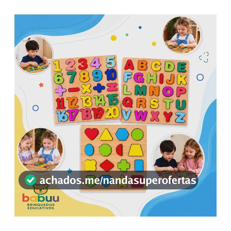 Kit 3 Jogos Brinquedos Educativos Madeira Numeros Letras Alfabeto Babuu Brinquedos Educativos