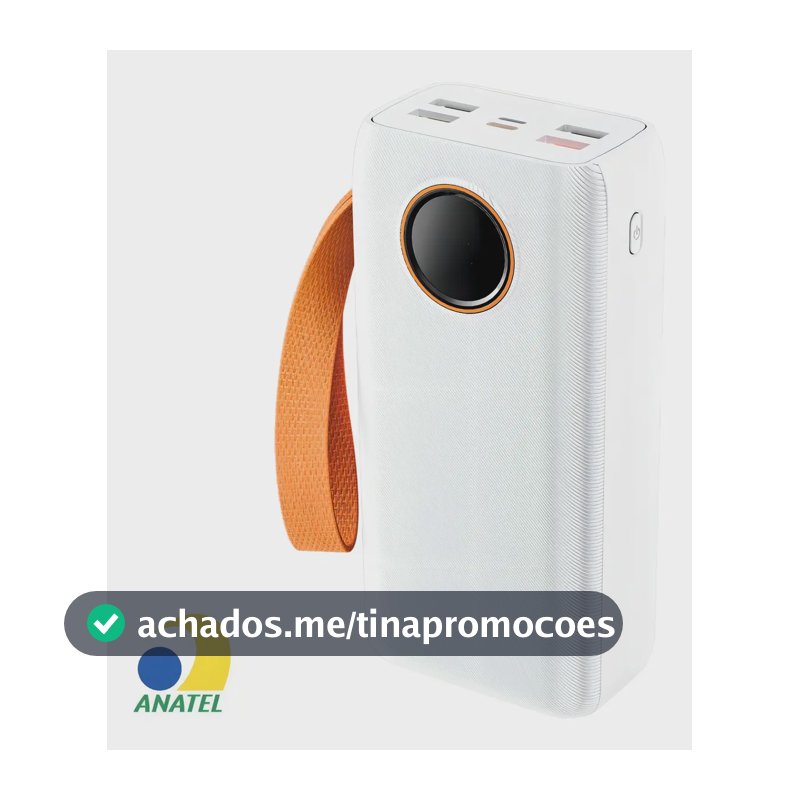 Power Bank Carregador Portátil Com Cabo Display Turbo Boyu Cell Preto 20.000mah Branco