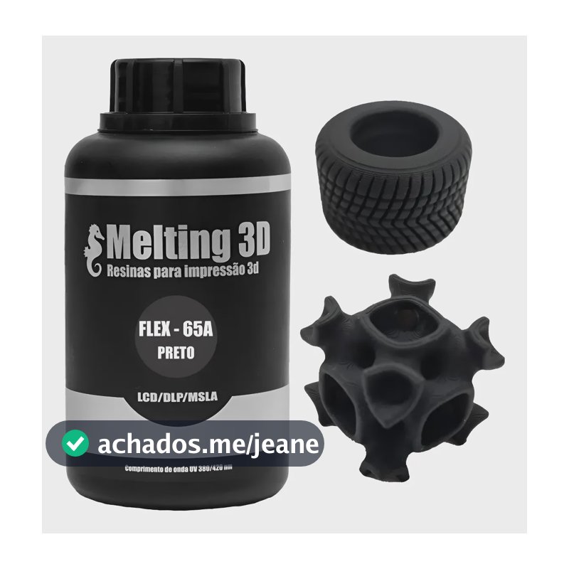 Resina Para Impressora 3d Flexível 65a Melting 3d 500g Preto Preto