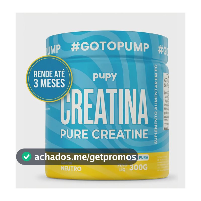 Creatina Pupy Monohidratada 100% Pura, 300g para Força e Recuperação Muscular