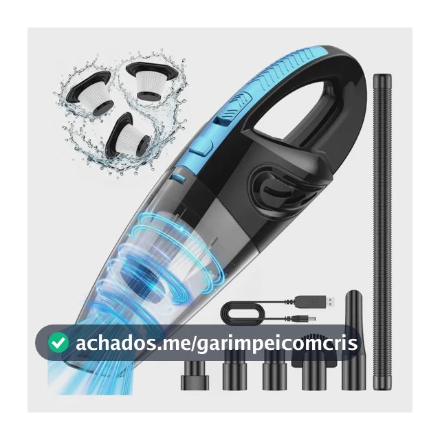 Aspirador de Pó Portátil Sem Fio, Motor Potente 240W, 60000RPM e Sucção 12000Pa, Bateria Recarregável 6000mAh, Aspirador de Mão com 3 Bicos, 3 Filtros Laváveis, 25min Autonomia para Carro Casa Escritó