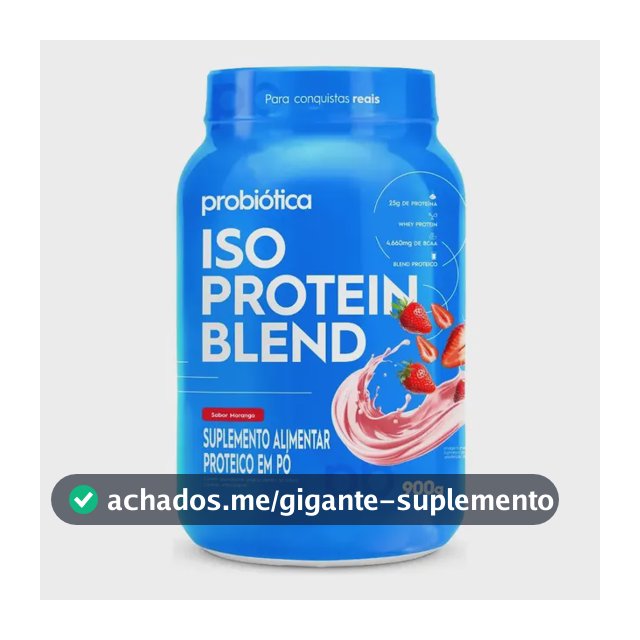 Whey Protein Probiótica Iso Blend Em Pó Sabor Morango X 900g