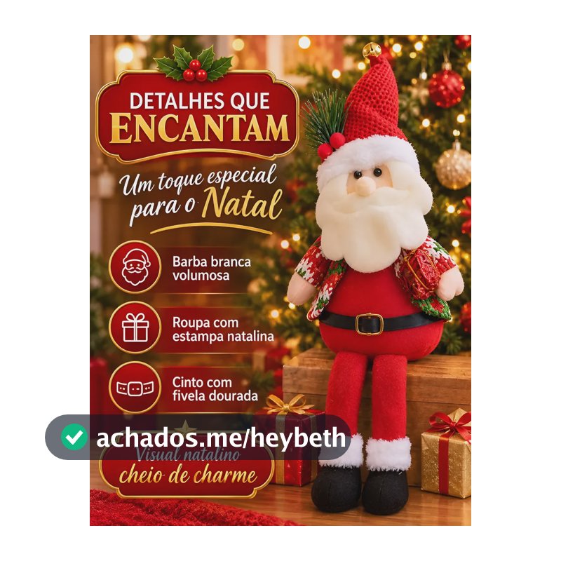Boneco Papai Noel Enfeite Em Pe Luxo Natal Decoração Full Boneco Papai Sentado