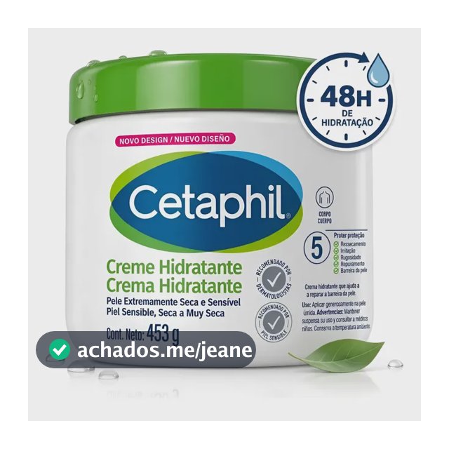 Cetaphil Creme Hidratante Corporal 453g Pele Seca Sensível Sem Fragrância