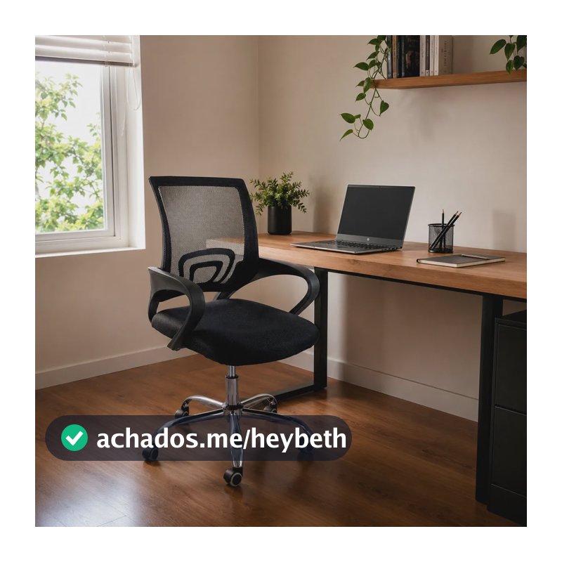 Cadeira De Escritorio Begonia Tela Mesh Ergonomica Giratoria Preto Espuma