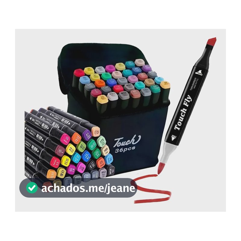 Kit Canetinha 36 Cores Coloridas Pontas Duplas Diversas Cor Preto