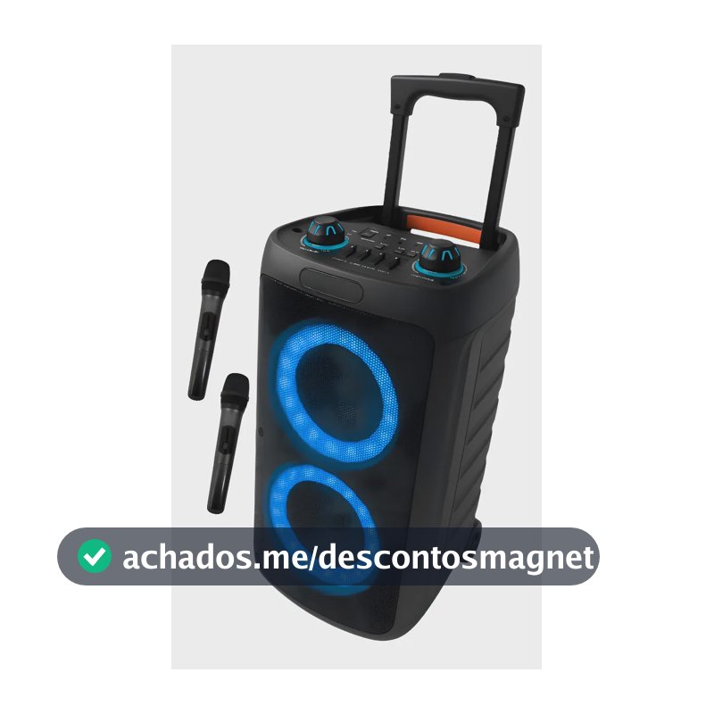 Caixa De Som Bluetooth Amplificada Grande Potencia Hz-2000 + 2 Microfones Sem Fio Limpo