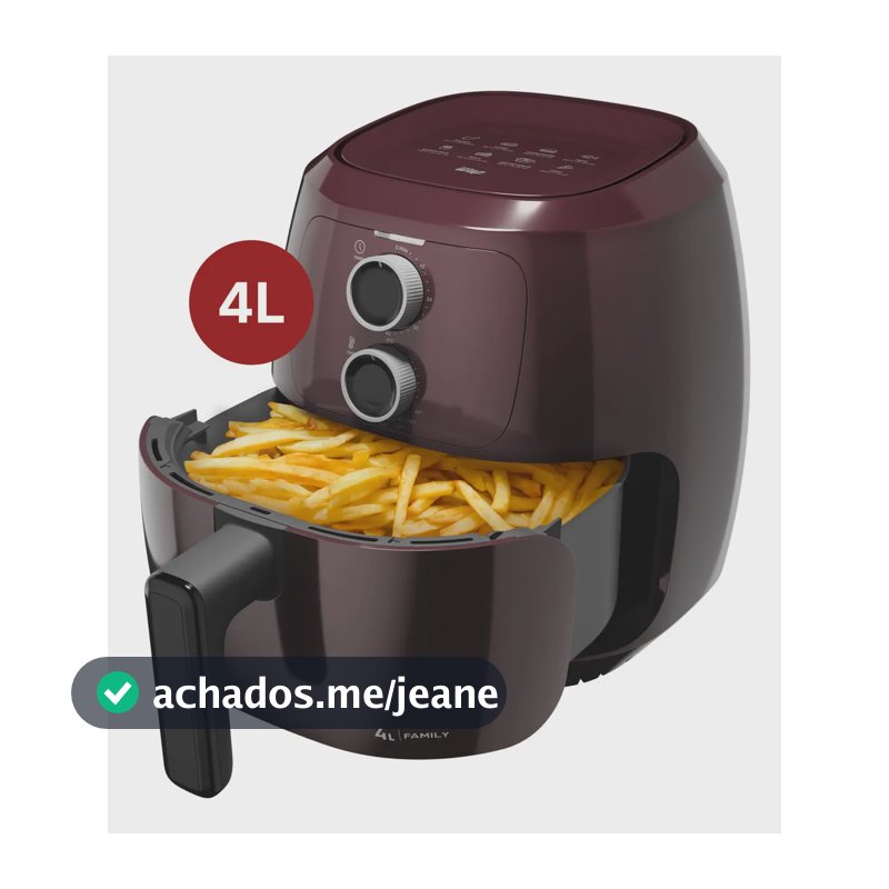 Fritadeira Elétrica WAP Air Fryer Family 4L Antiaderente Vermelha 1500W