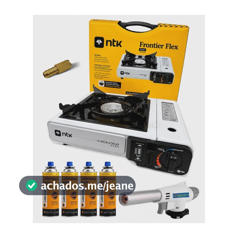 Kit Fogareiro Fogão Portátil Camping Pesca + Acessórios Frontier / Branco