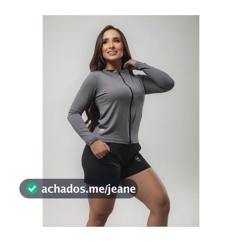 Jaqueta Feminina Com Zíper Proteção Uv Academia Corrida Cinza G Liso