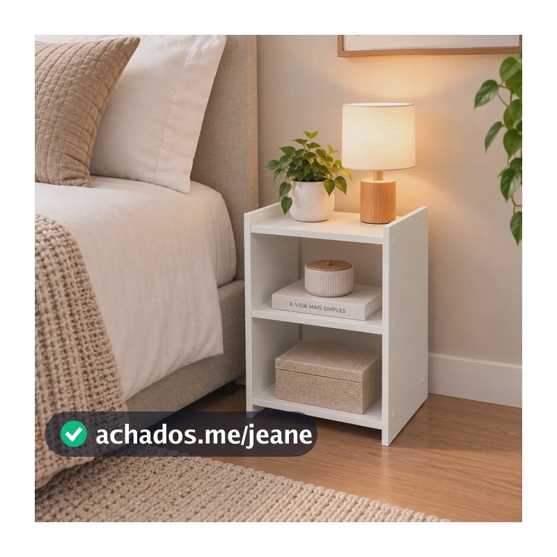 Mesa Cabeceira Quarto Nicho Compacta Acabamento Gf Ecom Brilhante Branco