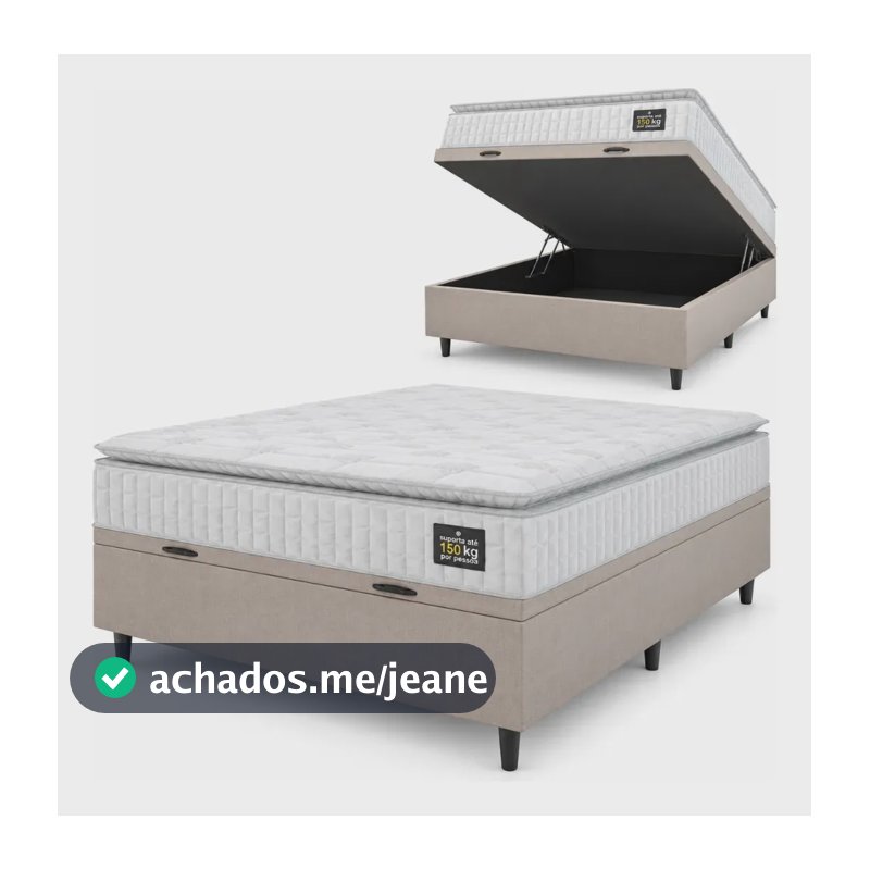 Cama Box Baú Casal Colchão Espuma D45 Lazio C/ Pillow Top