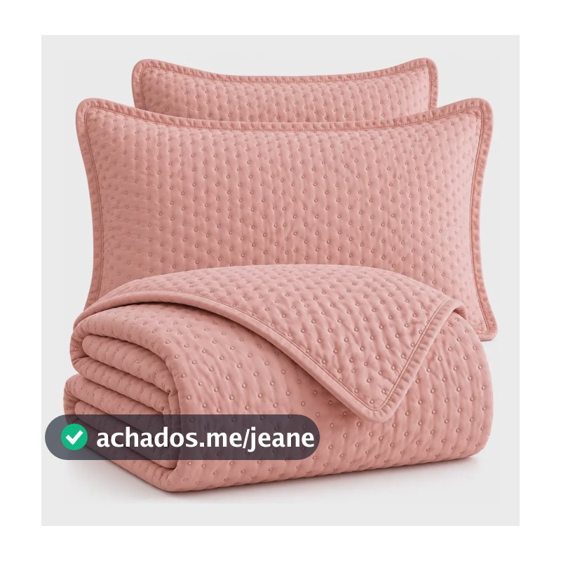 Colcha Cobre Leito Queen Rozac 3 Peças Elegante Confortável Bordô