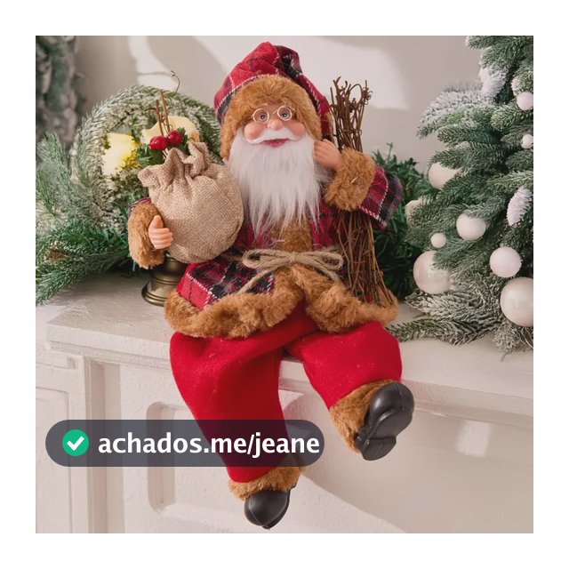 Boneco Papai Noel Sentado 33cm Decoração Natalina