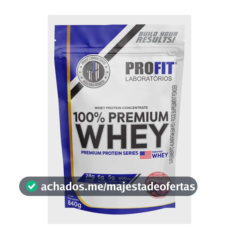 Whey Protein 100% Concentrado Premium 840g Profit Morango
