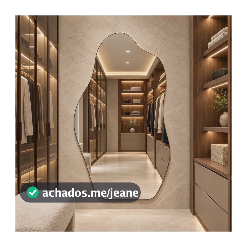 Espelho Lopazzi Orgânico 70 E 90 Polido Design Moderno Luxo Moldura Magnus 90x40cm Suporte