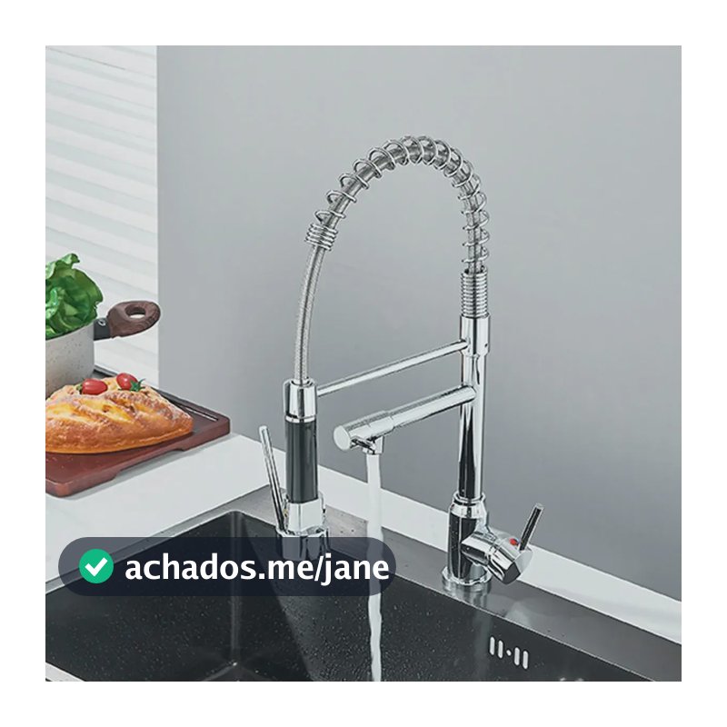 Torneira Para Cozinha Gourmet Misturador Monocomando Casa Prateado Brilhante