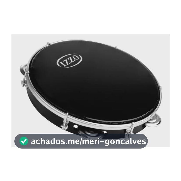 Pandeiro Izzo 10 Abs Preto Pele Nylon Preta Profissional Preto