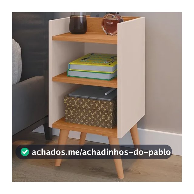 Criado Mudor P/ Cama Box Compacto C/ Prateleira Max Cor Off white/Cinamomo