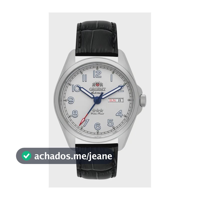 Relógio Orient Automático 3 Estrelas Fundo Branco Couro Preto 40mm