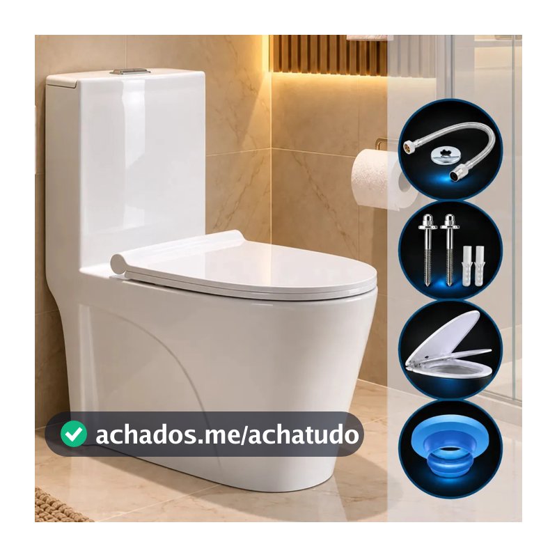Vaso Sanitário Caixa Acoplada Monobloco Privada Banheiro Design Vivaz Kit Completo
