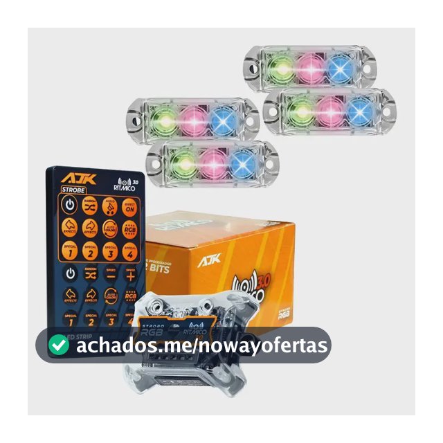 4 Strobo Automotivo Carro Ajk 4 Faróis Rgb Com Controle Novo Encaixe Rgb Rgb Colorida