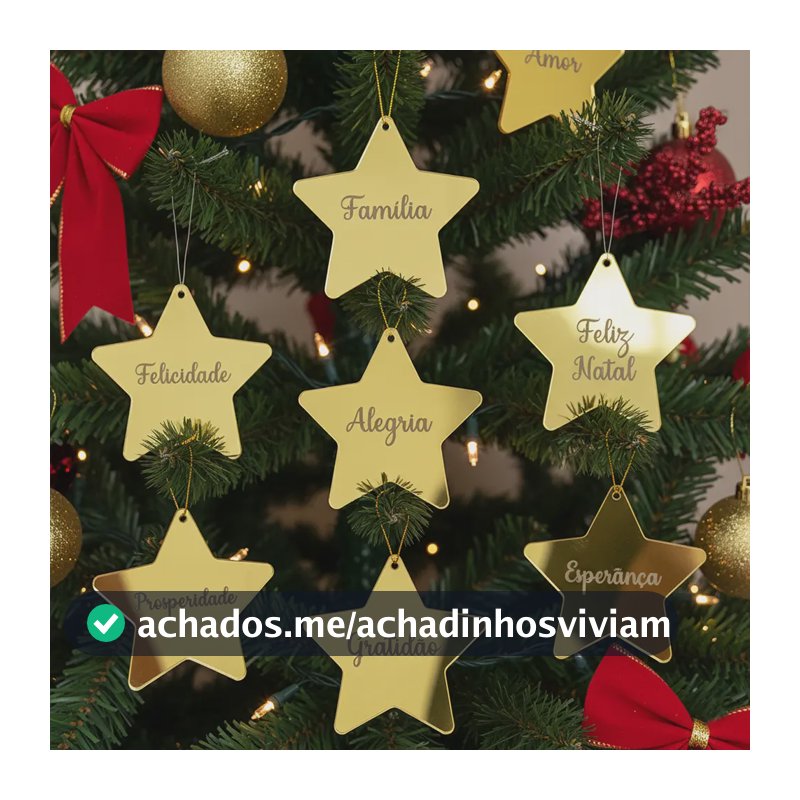 Kit Com 10 Estrelas Enfeite Árvore De Natal Acrílico Dourado Dourado Estrelas Natal