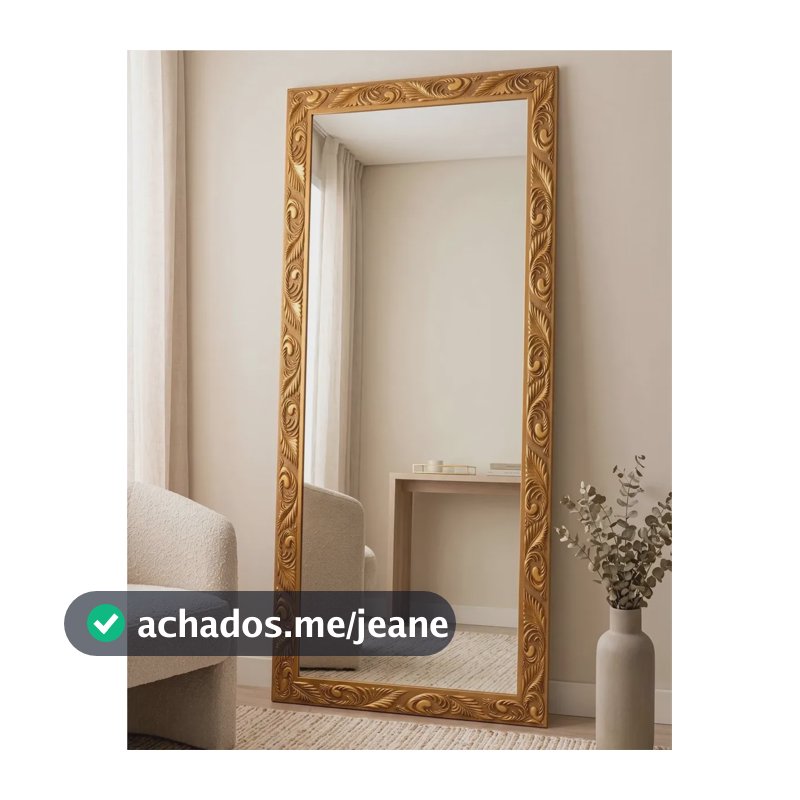 Espelho Grande AE Anti estilhaço Moldura Luxo Decoração Lavabo Quarto Sala Moldura Dourada