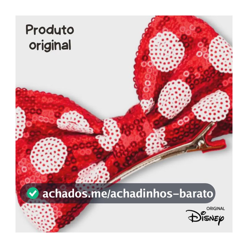 Presilha Cabelo Laço Vermelho Minnie Mouse Disney Paete Vermelho
