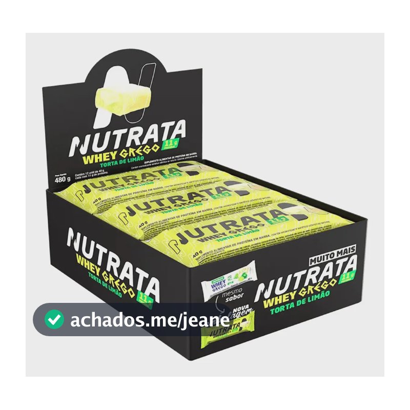 Barra de proteínas Nutrata WHEY Grego 40G sabor Torta de Limão x 480g 12 un