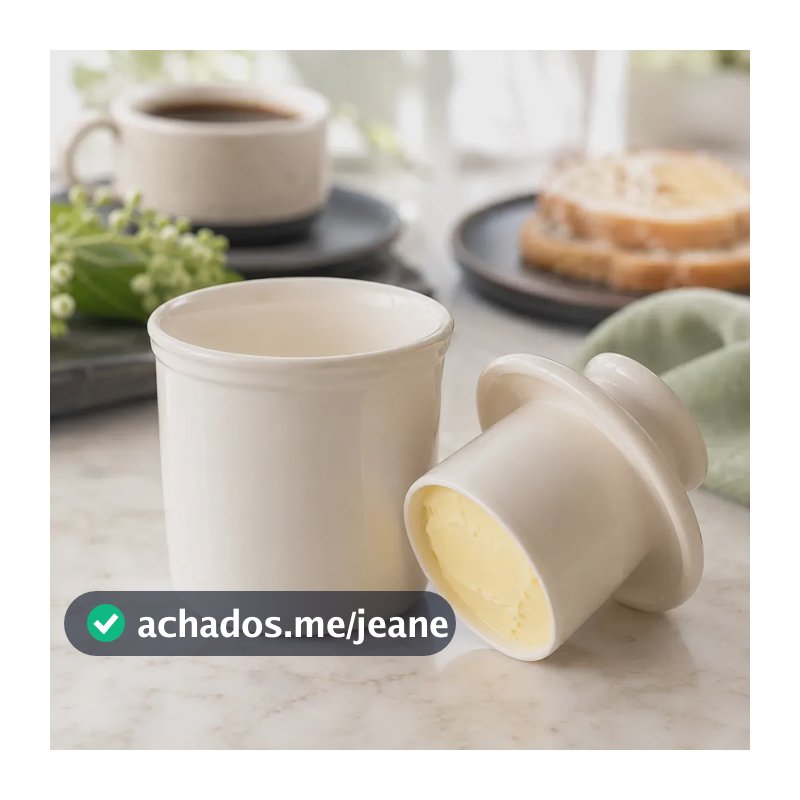 Manteigueira Francesa Cerâmica Branca Porta Manteiga 90g 8cm Branco