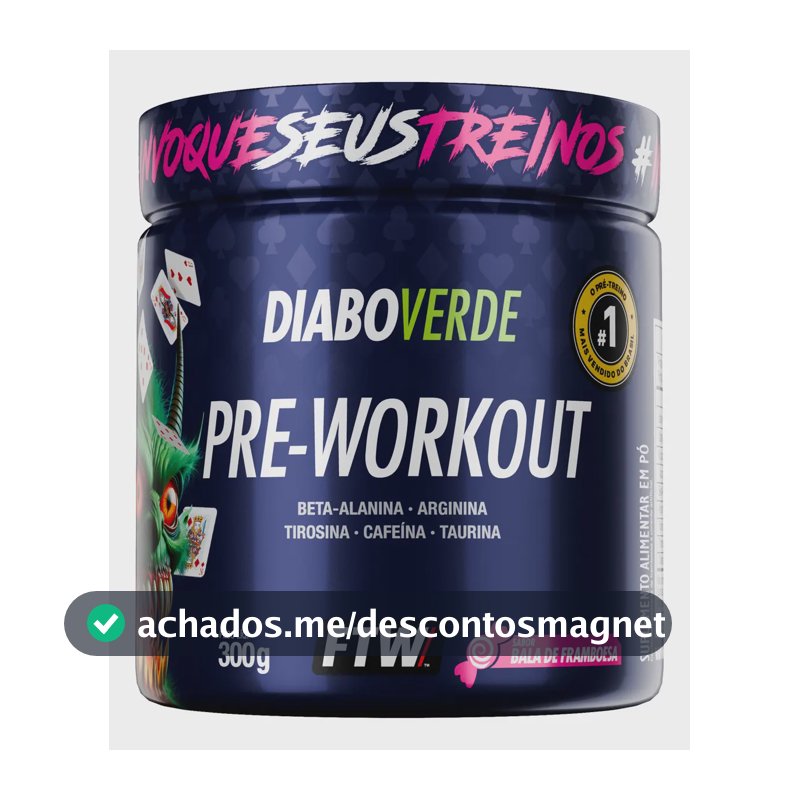Pré Treino Pre Workout DIABO VERDE Pote 300g Sabor Bala De Framboesa Ftw
