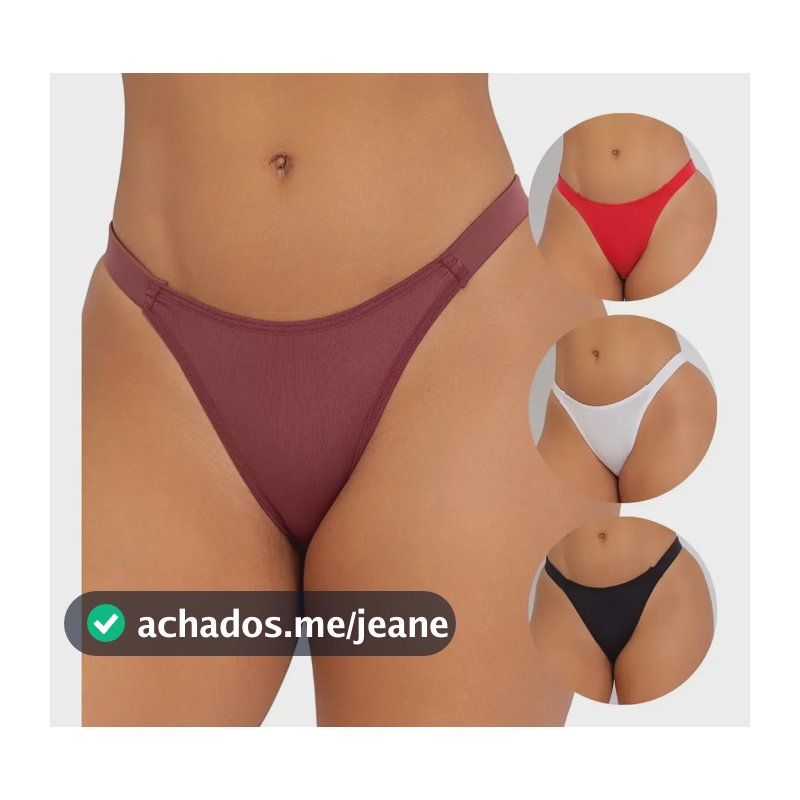 Kit 5 Calcinha Tanga Fio Duplo Elástico Tirinha Conforto Multicor M