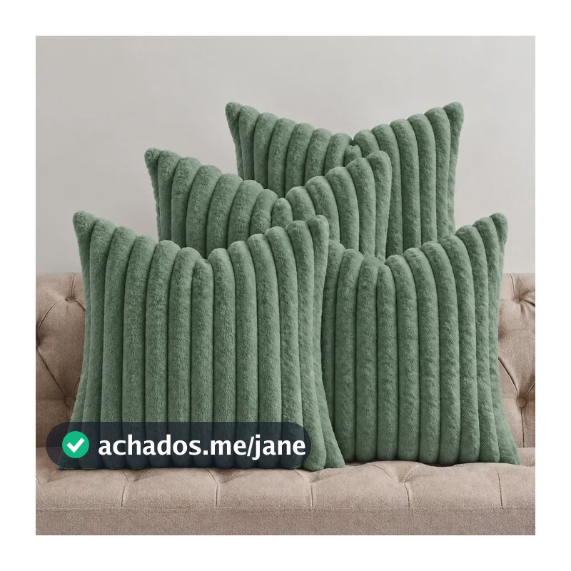Kit 4 Capas De Almofada Macia Pelúcia 45x45 Sofa Decorativa Verde Lisa