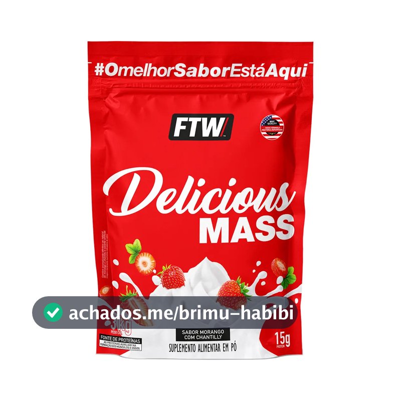 Delicious Mass Pouch 3kg Sabor Morango com Chantilly - FTW