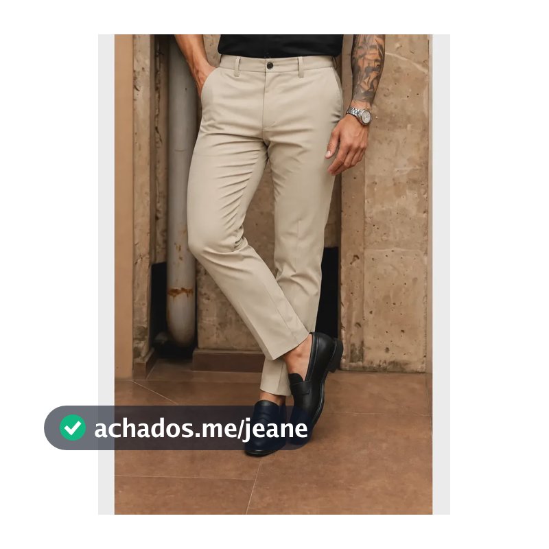 Calça Masculina Alfaiataria Poliamida Importada Old Money Bege 40