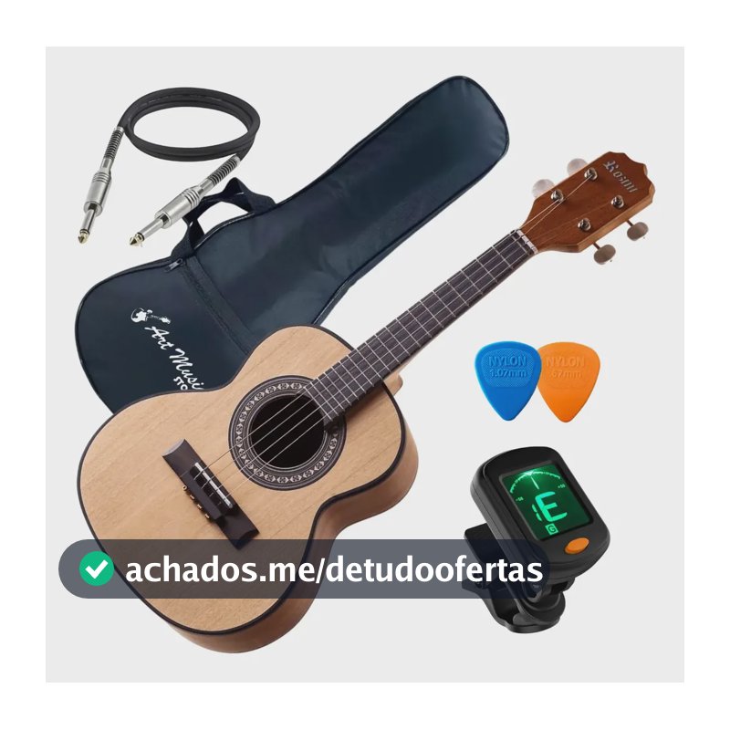 Cavaco Rozini Rc10 Elf Eletroacústico +kit Capa E Acessórios Natural