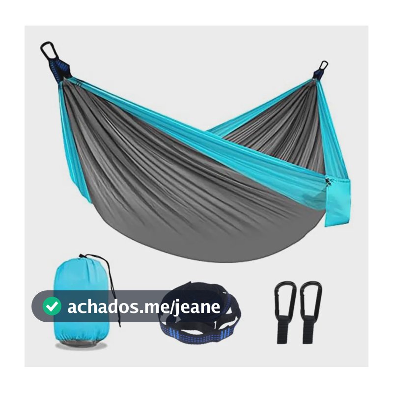 Rede De Dormir Casal,Rede De Dormir E Descanso,Tecido Algodão Resistente com Acessórios ,cor Azul -celeste Perfin