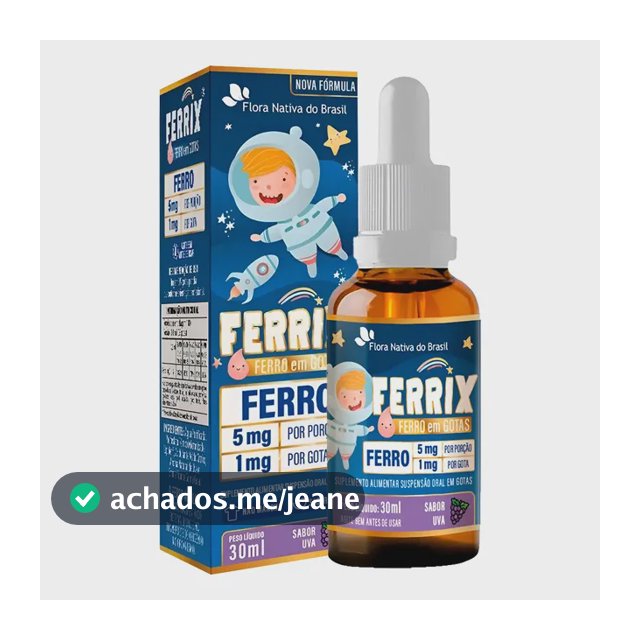 Suplemento Infantil Ferrix Ferro 5mg 30ml - Sabor Uva Uva