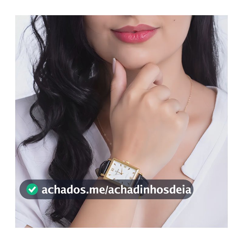Kit Relogio Champion Feminino Analogico Pulseira Couro Cor da correia Preto Cor do bisel Dourado Cor do fundo Dourado